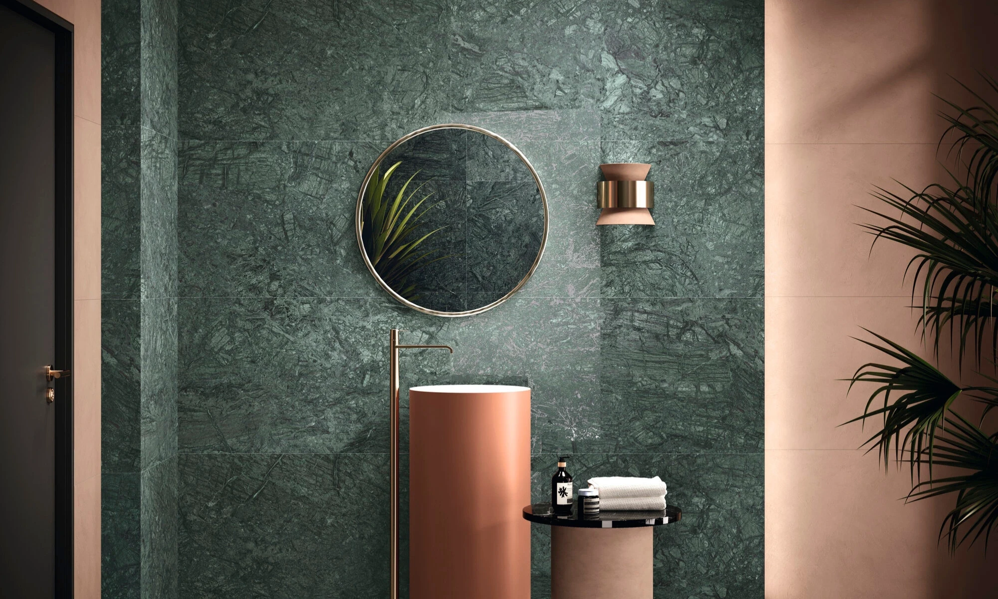 Close-up of a tree stump showing growth rings and a textured brown wood surface.