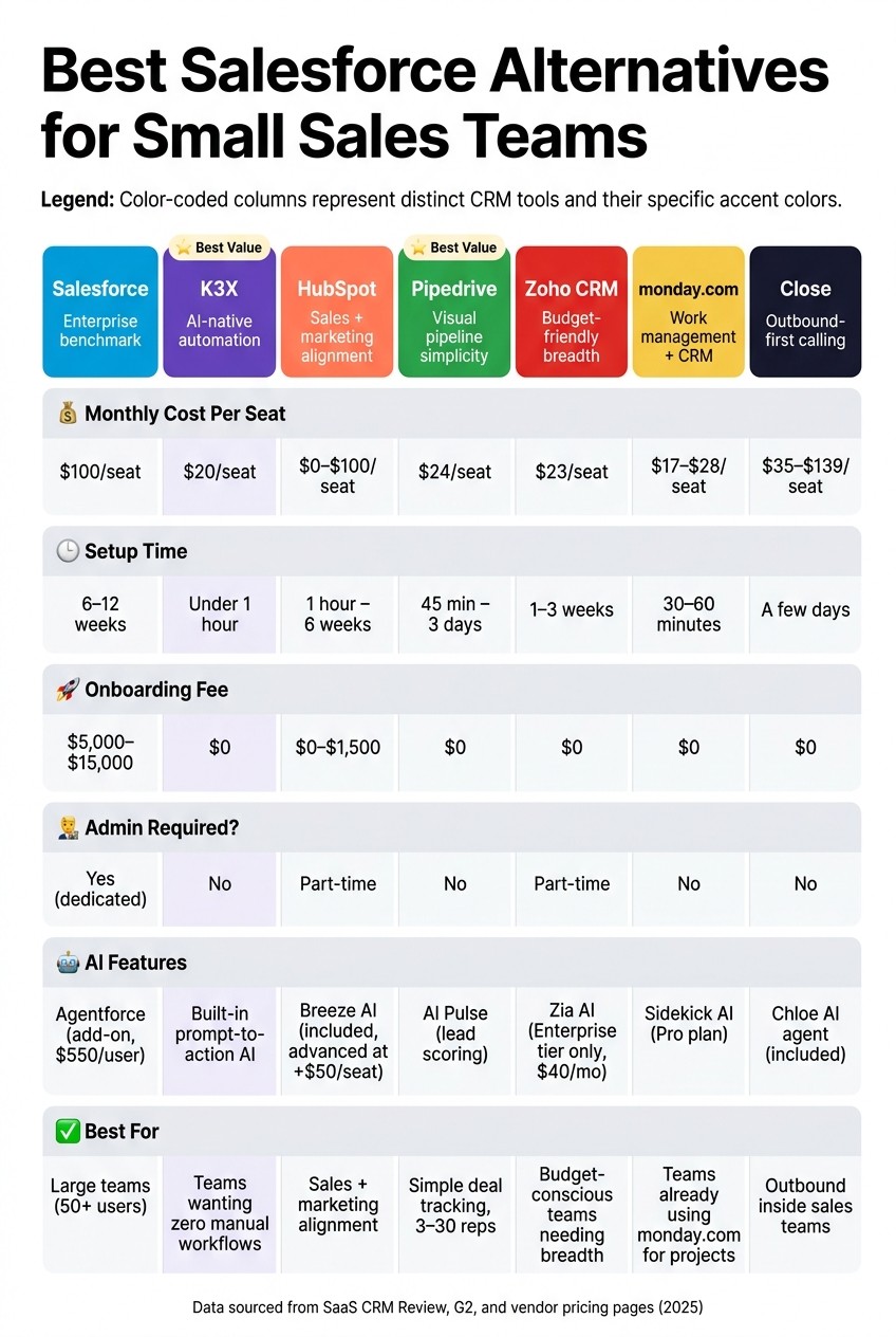 Best Salesforce Alternatives for Small Sales Teams: Side-by-Side Comparison