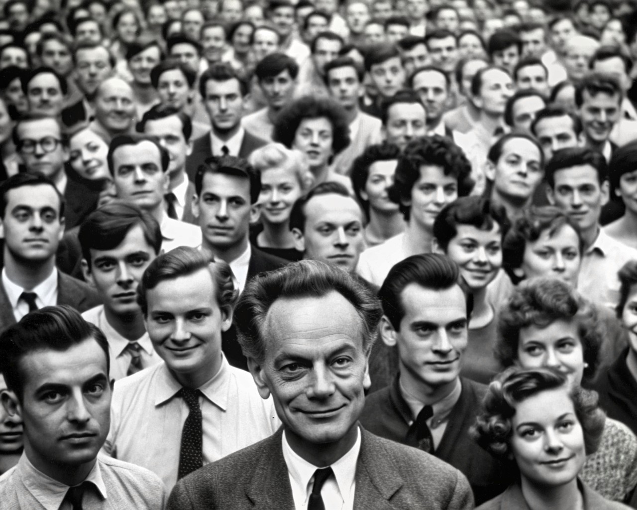 Richard Feynman with other academics