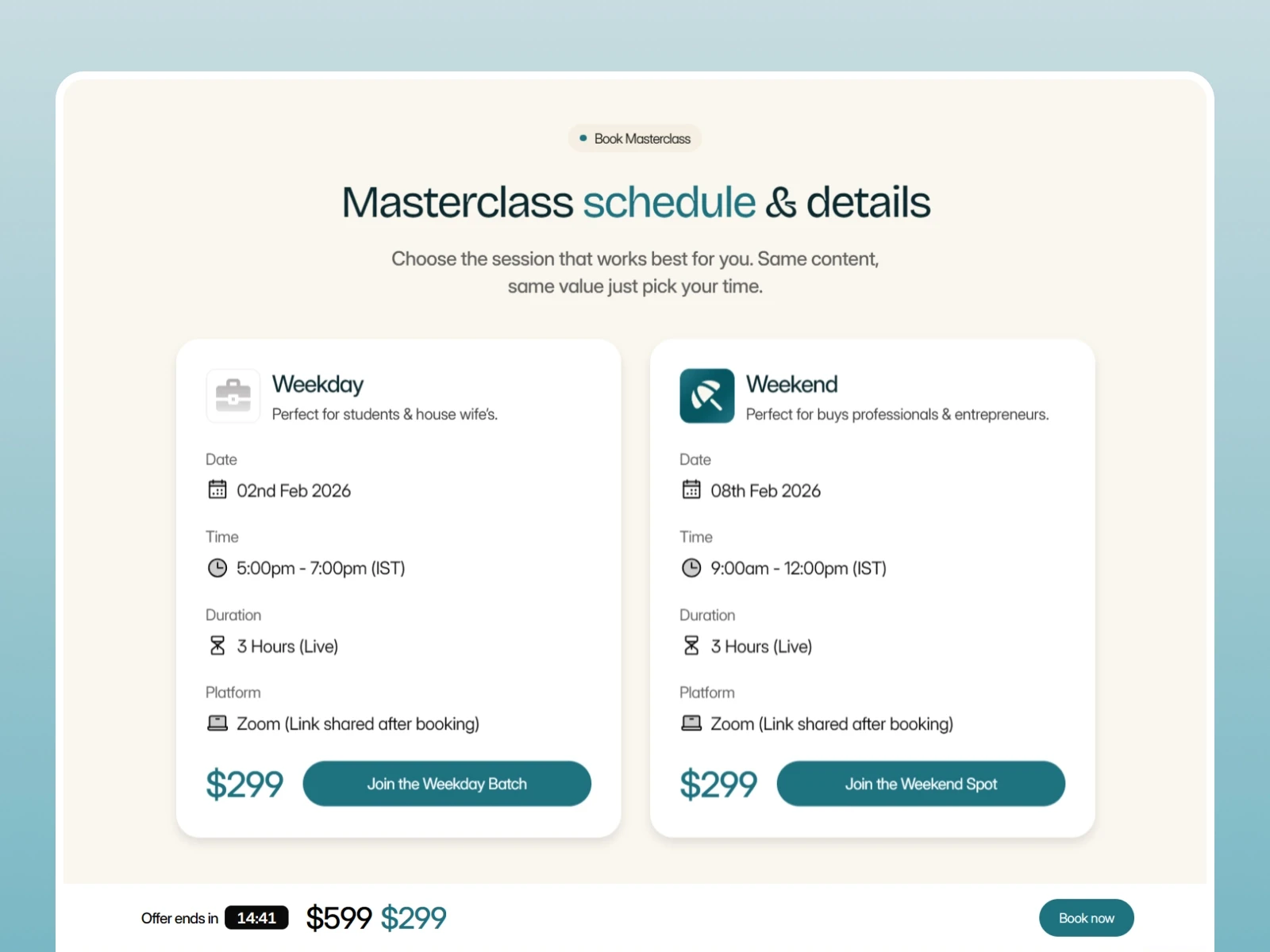Zono framer template booking