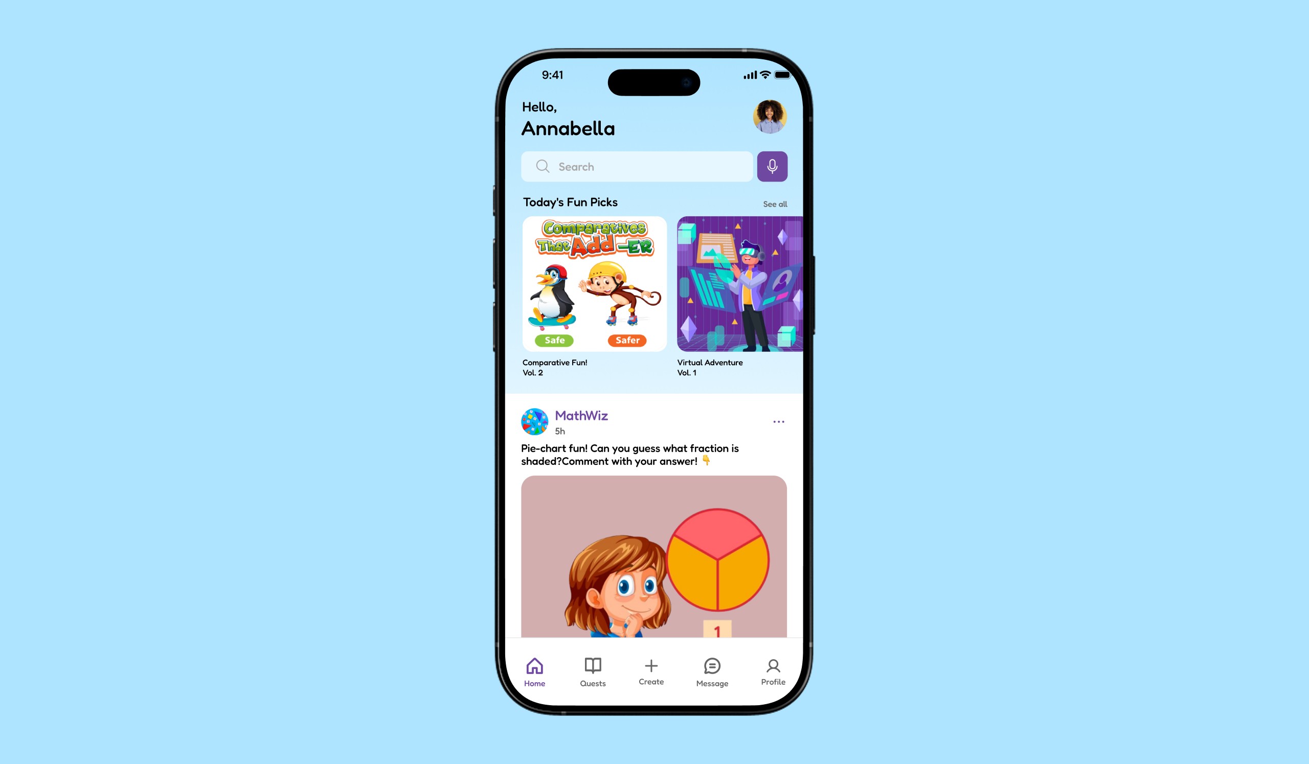 The home page header and footer