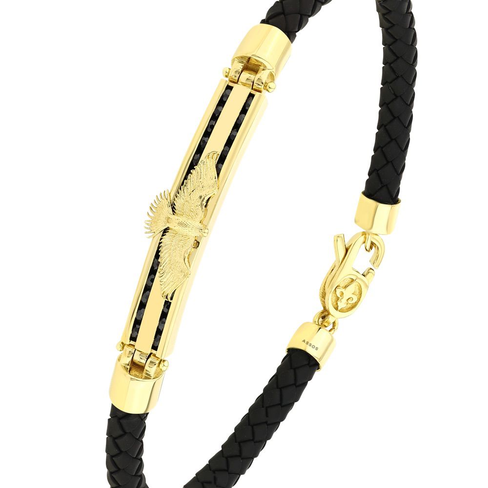 Assos Pırlanta 14 Ayar Altın Şık Tasarım Erkek Bileklik Modeli