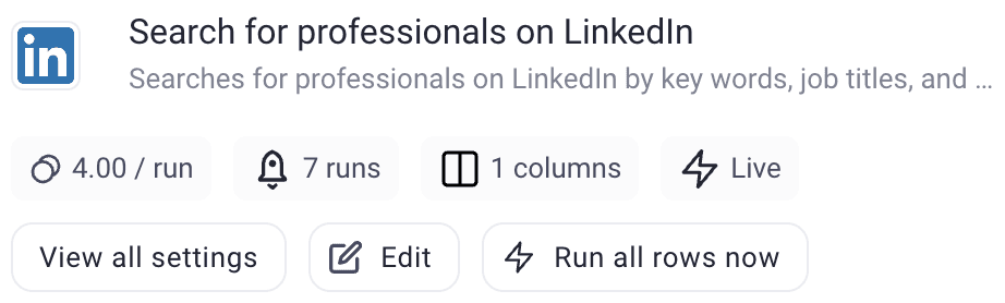 Run enrichment Search professionals LinkedIn