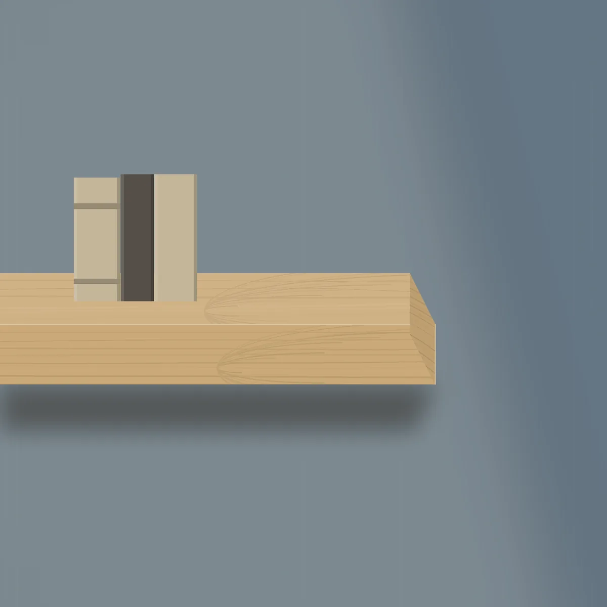 Floating oak shelf with no visible brackets