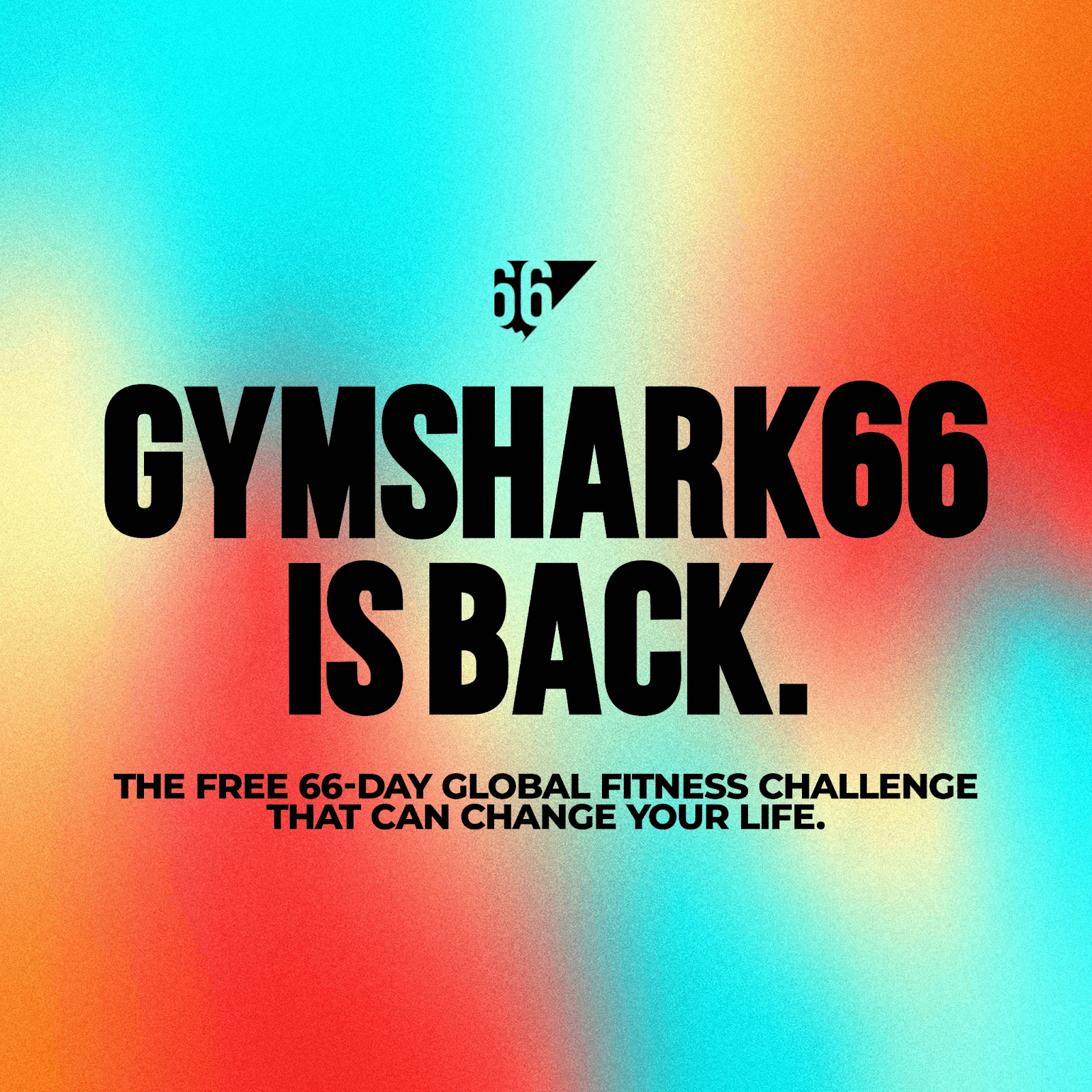 Gymshark's visual for the #Gymshark66 marketing campaign—global fitness challenge.