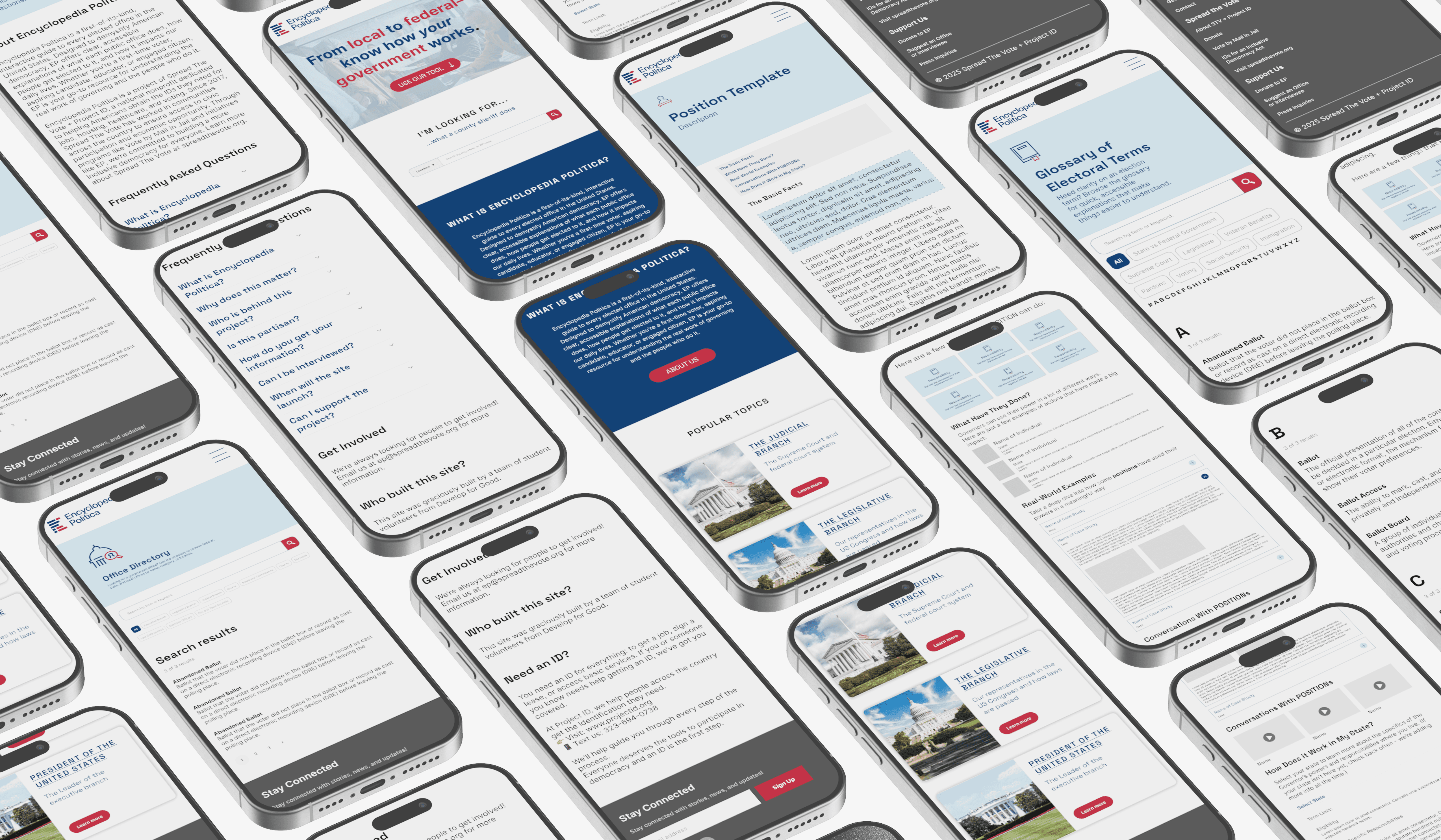 phones displaying different screens from the mobile site