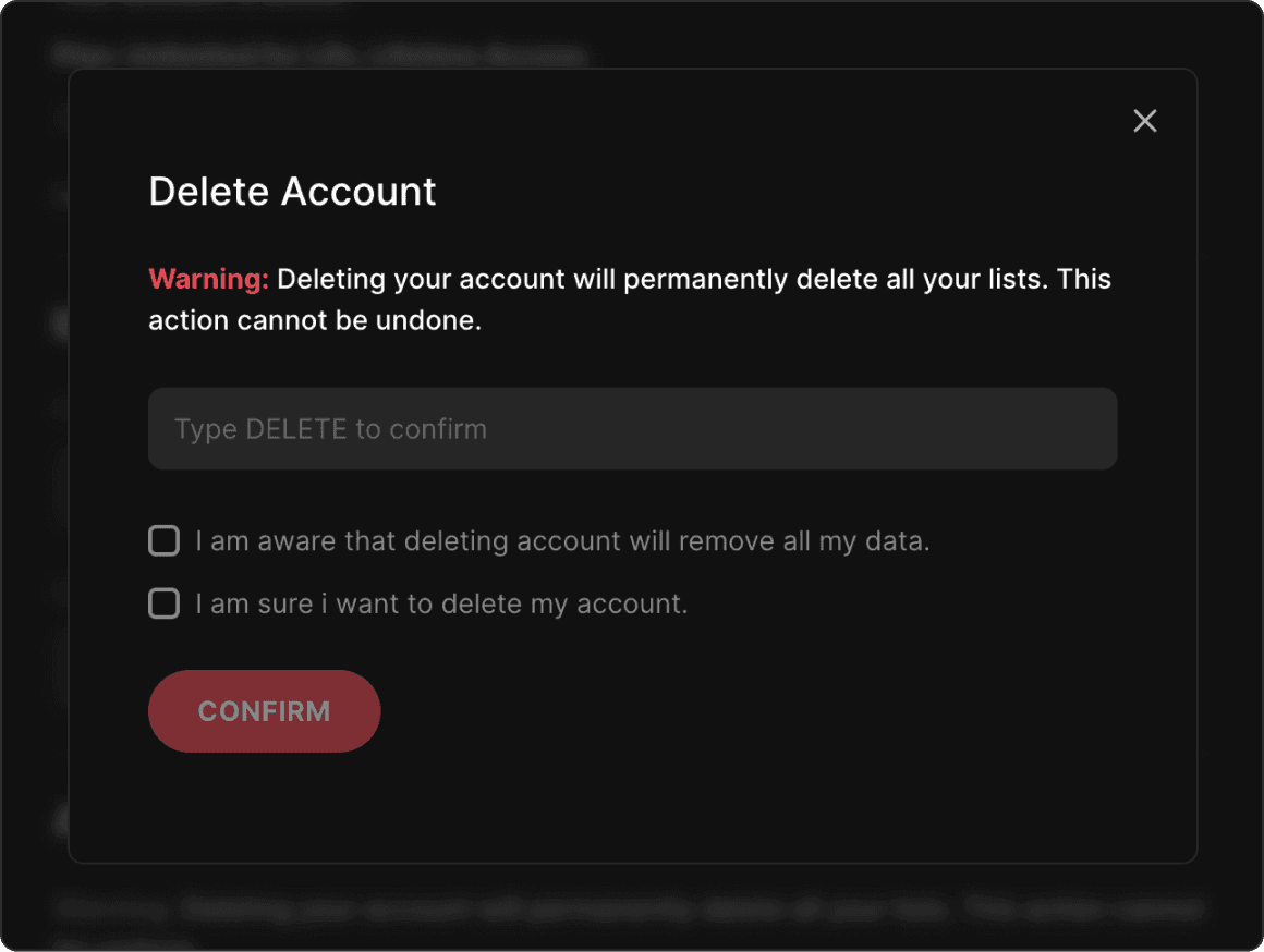 how to delete account in Blitzit