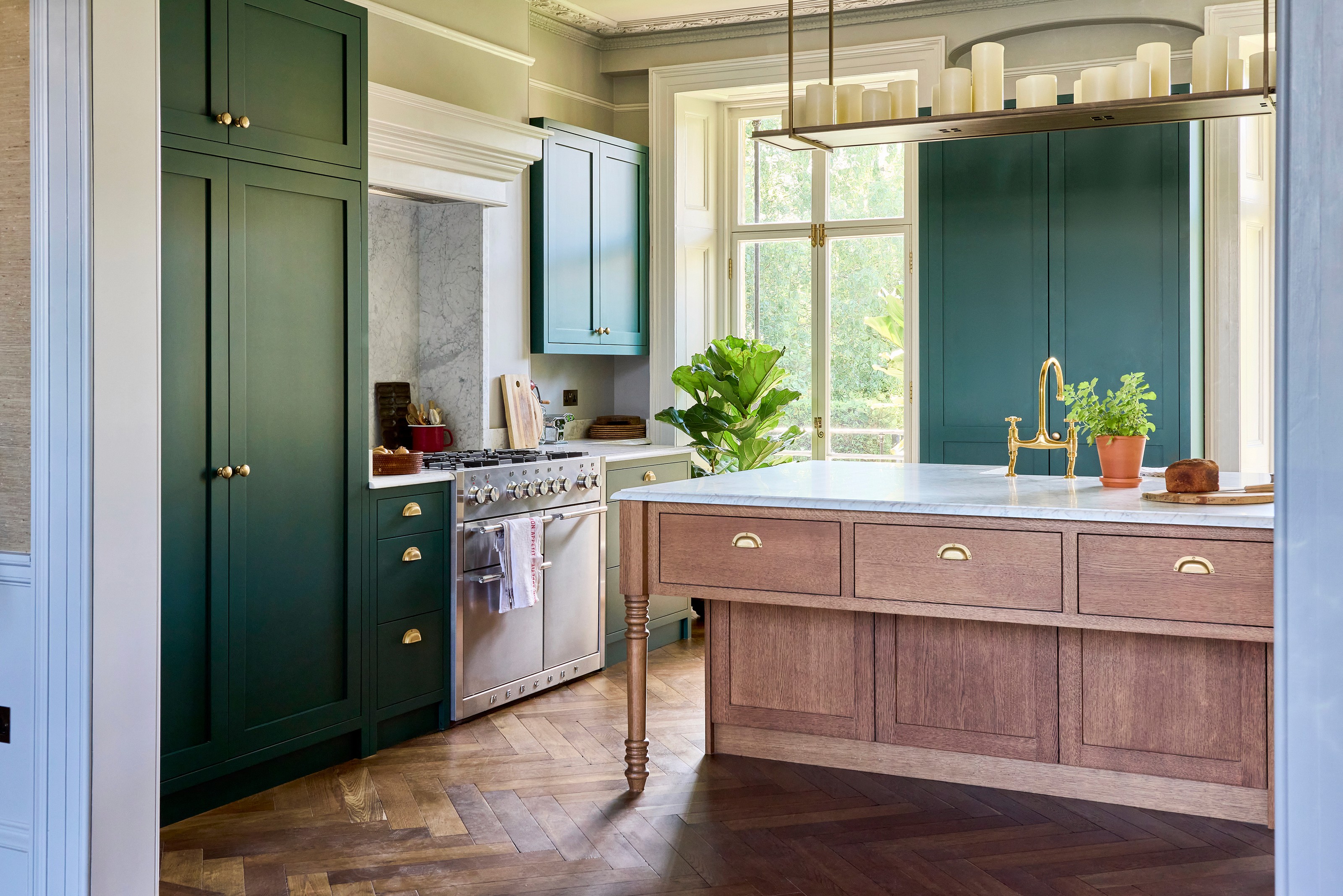 Mercury range cooker in deep grey hand-painted kitchen