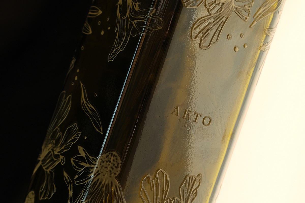 Uv dtf stickers, labels for Beverage brand printed on glass with uv dtf printing.