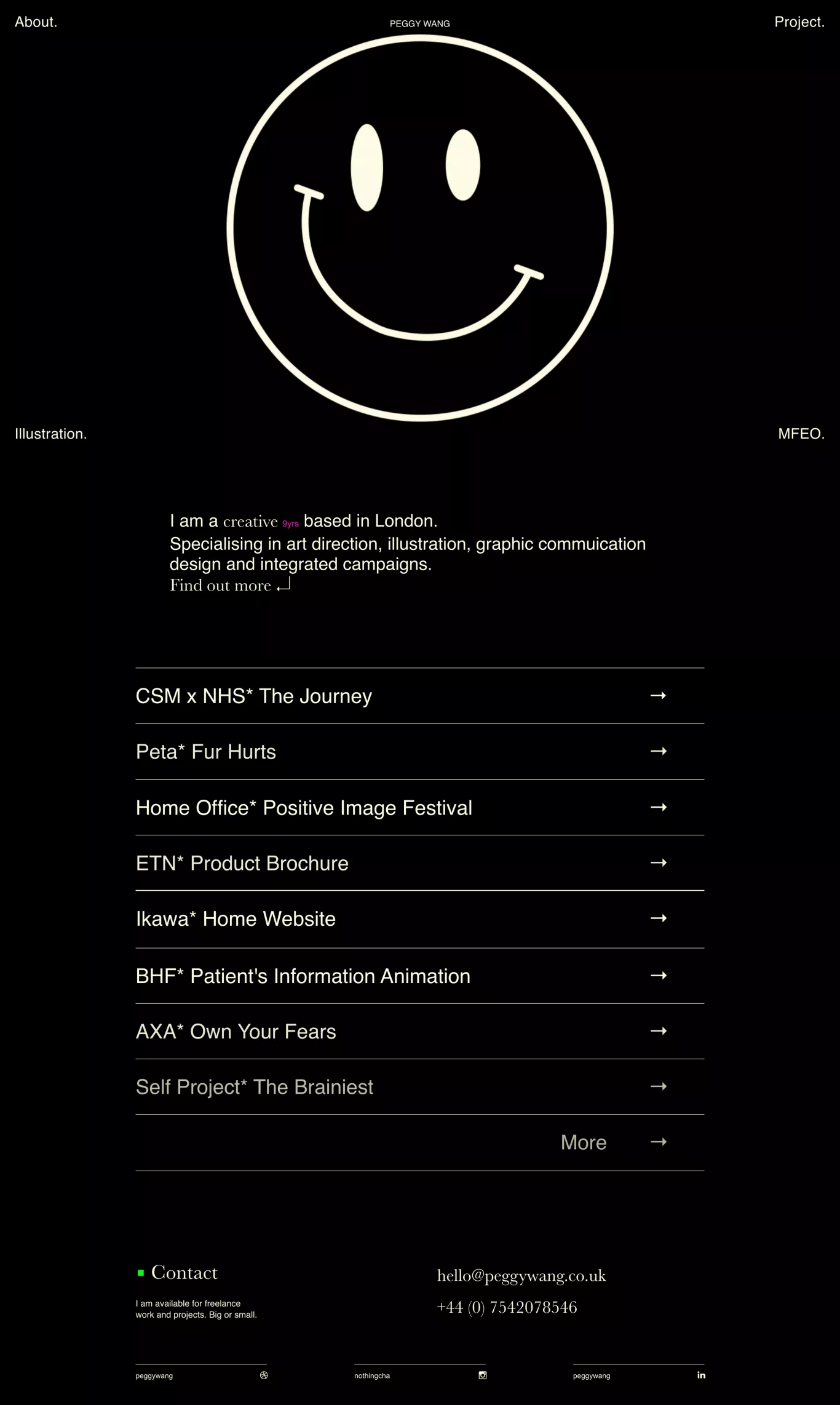 Peggy Wang's Portfolio - Peggy Wang portfolio page screenshot showcasing Design and Art design