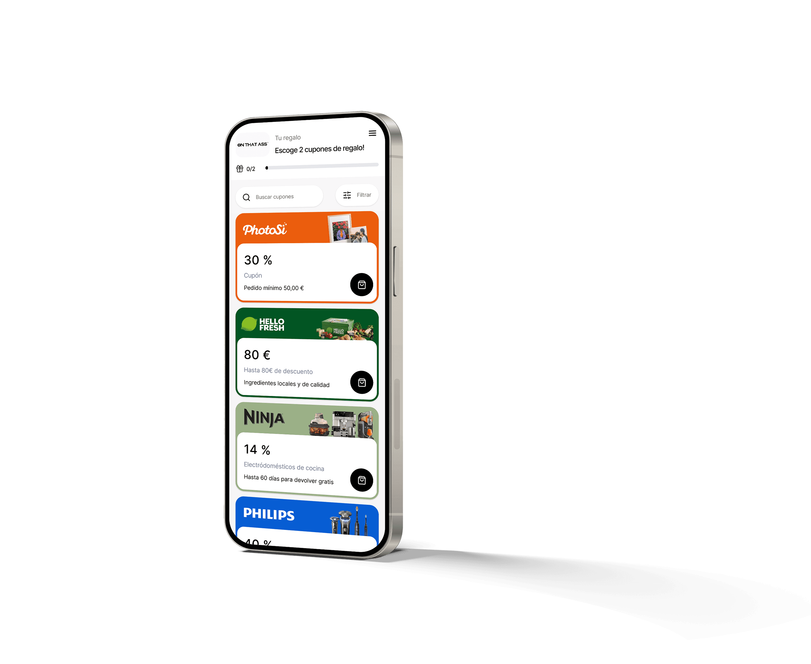 Smartphone mostrando la pantalla del producto de la red de cupones Sovendus