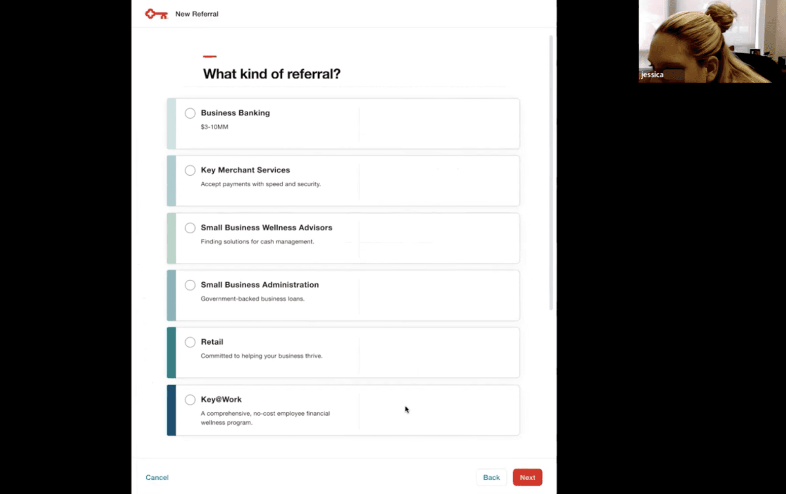 Referral Type Selection