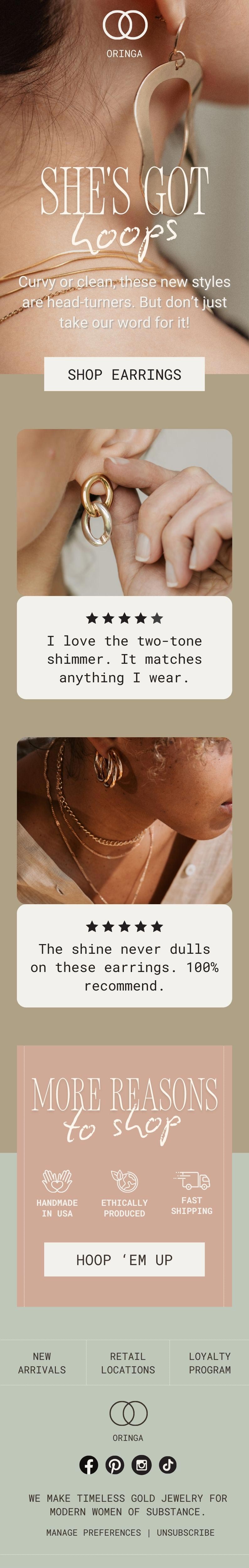 feminine jewelry email for Klaviyo