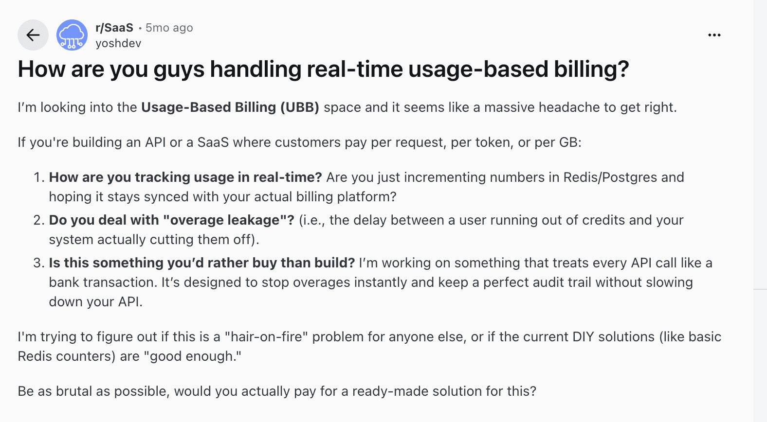 reddit screenshot of usage based billing