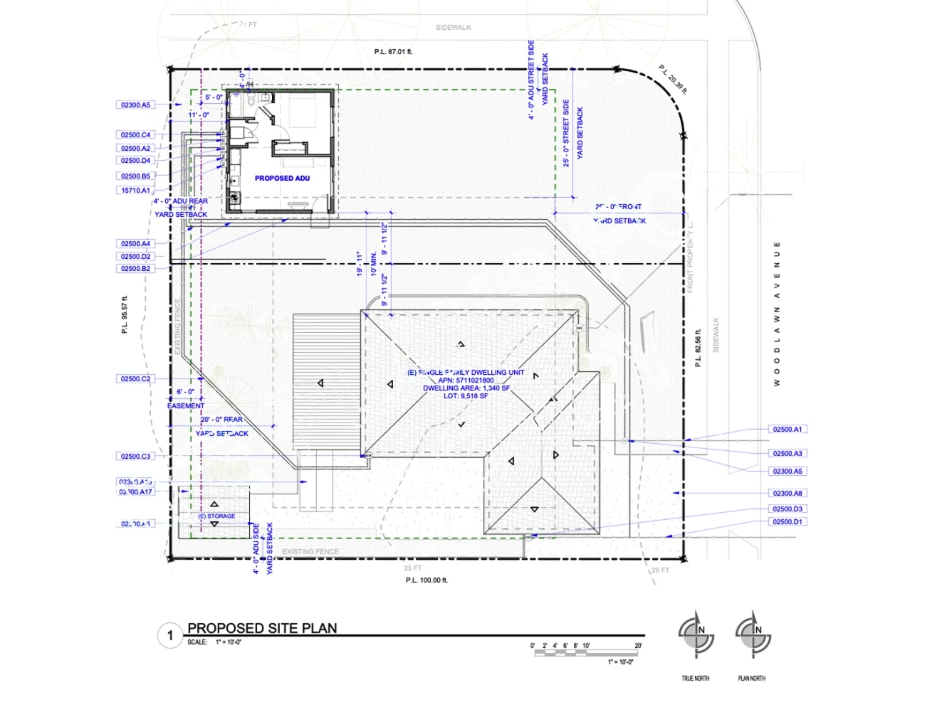 Detached ADU preapproved plans example site layout