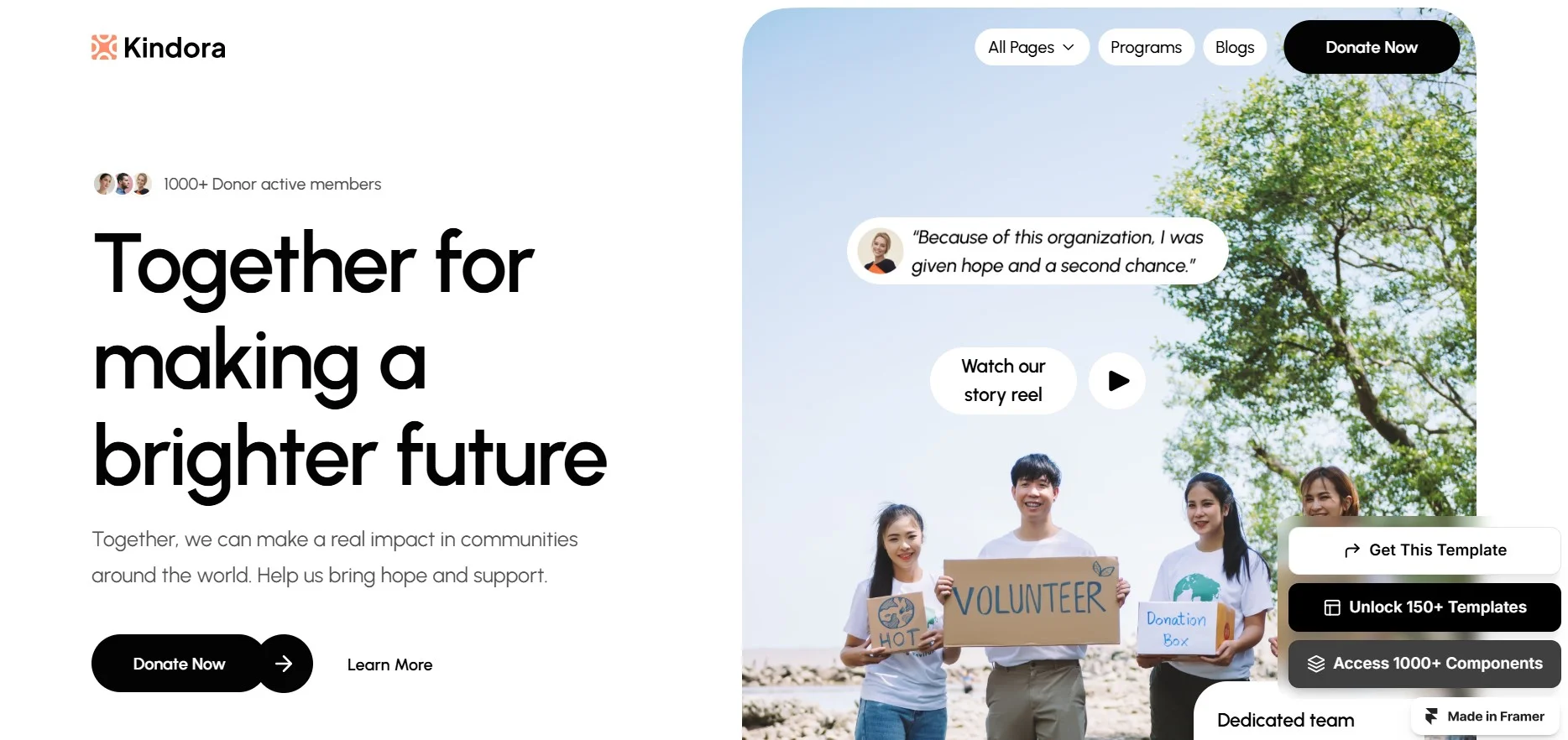 Best Framer Templates for Non-Profit - Kindora