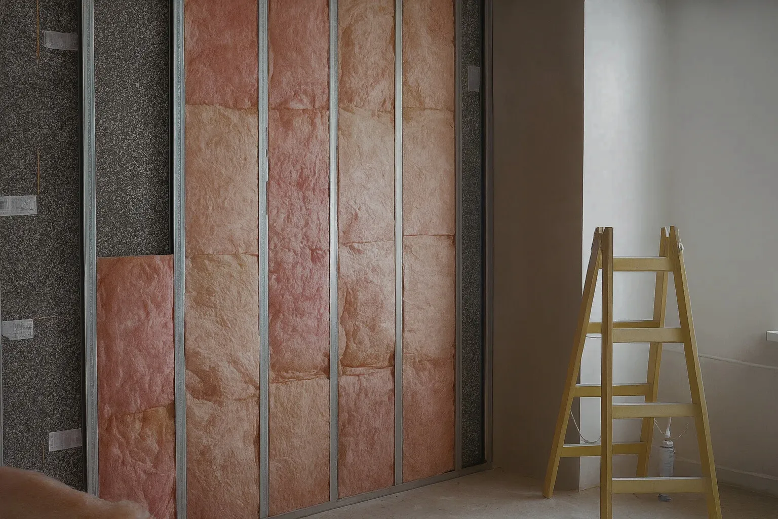 Ruka drží texturovaný šedý panel vedle protihlukové desky a celé to vytváří uměleckou atmosféru.
