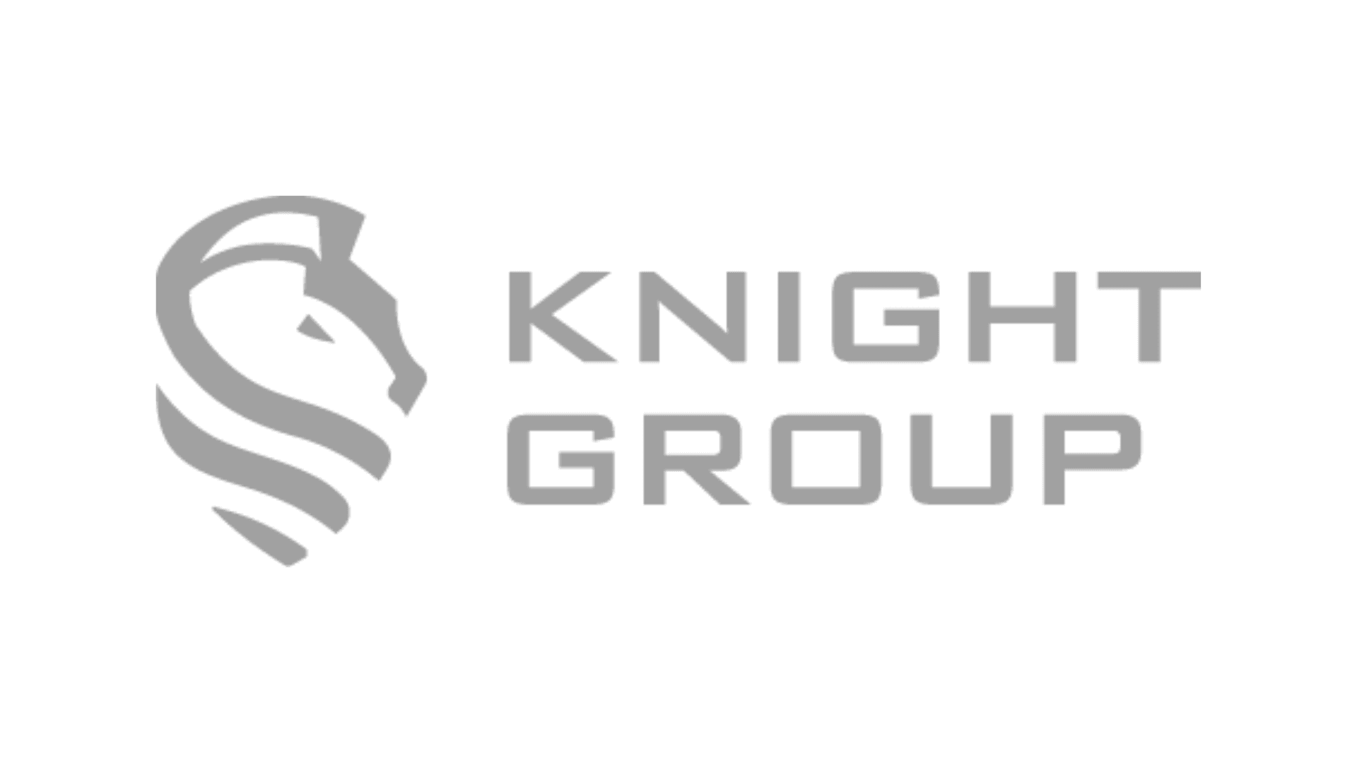 A stylized lion head logo next to the text "KNIGHT GROUP" in bold, light blue font, set against a dark blue background.