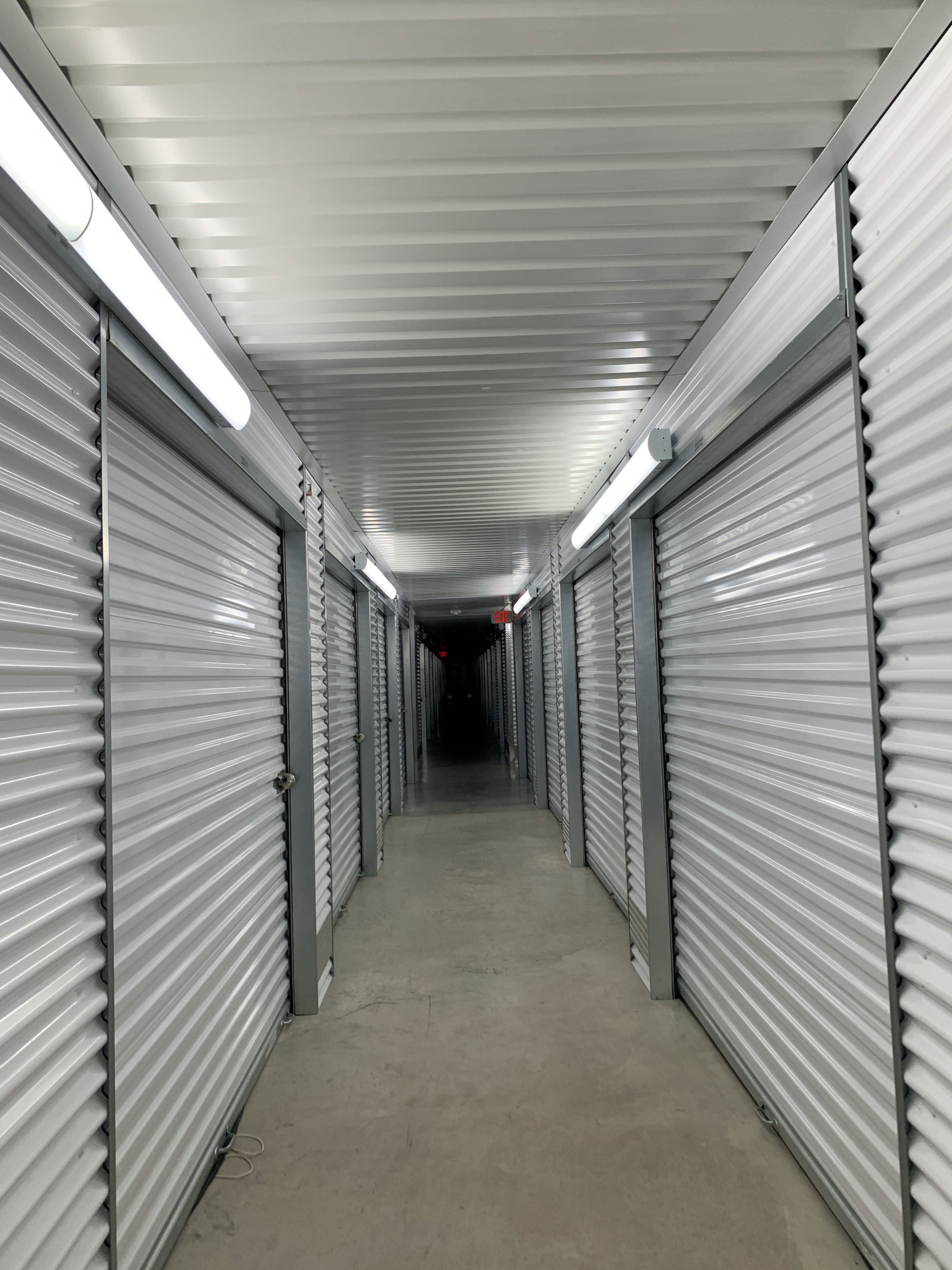 a long row of storage units in a building