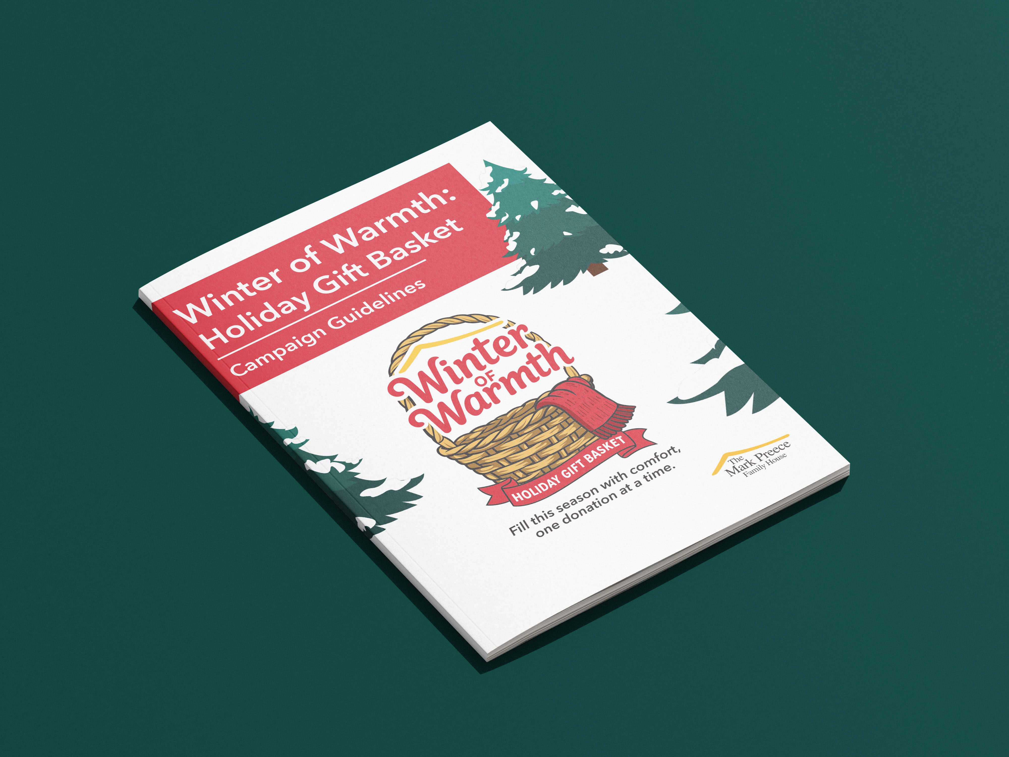 Winter of Warmth promotional image showing campaign materials for Mark Preece Family House.
