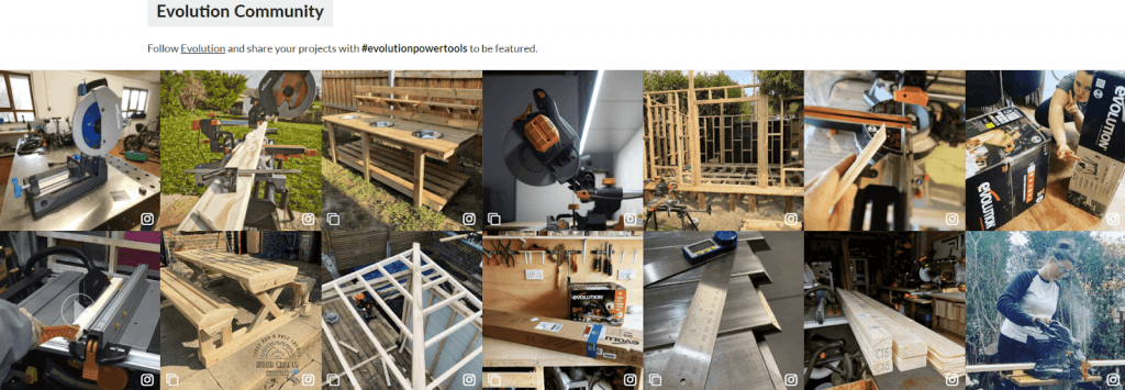 social media wall example - evolution power tools