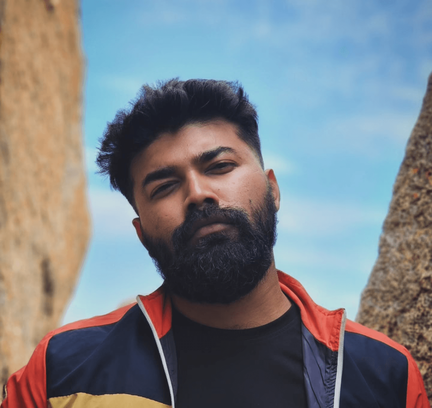 Riding a bicycle with V sign