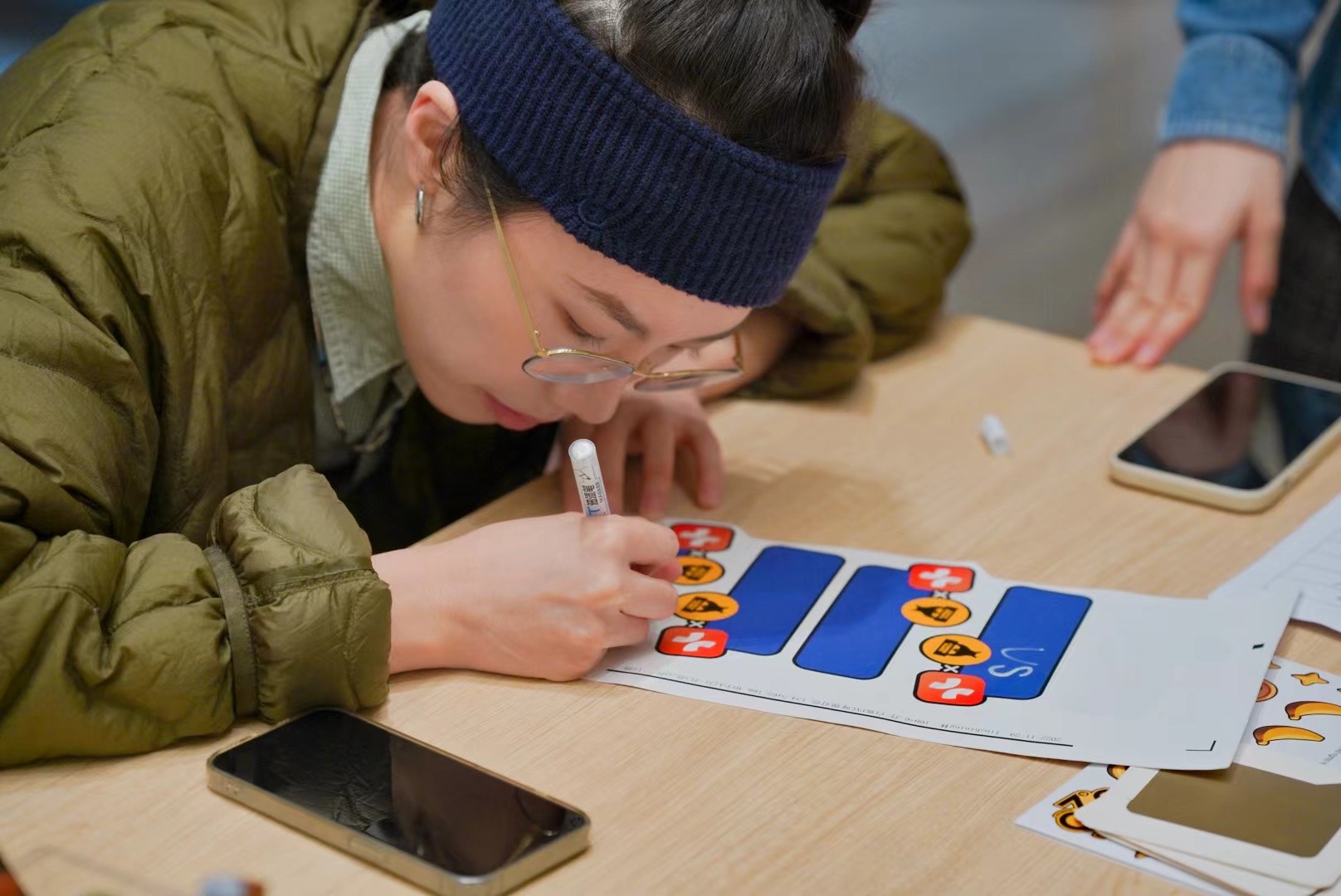 学员在桌上绘制脑图