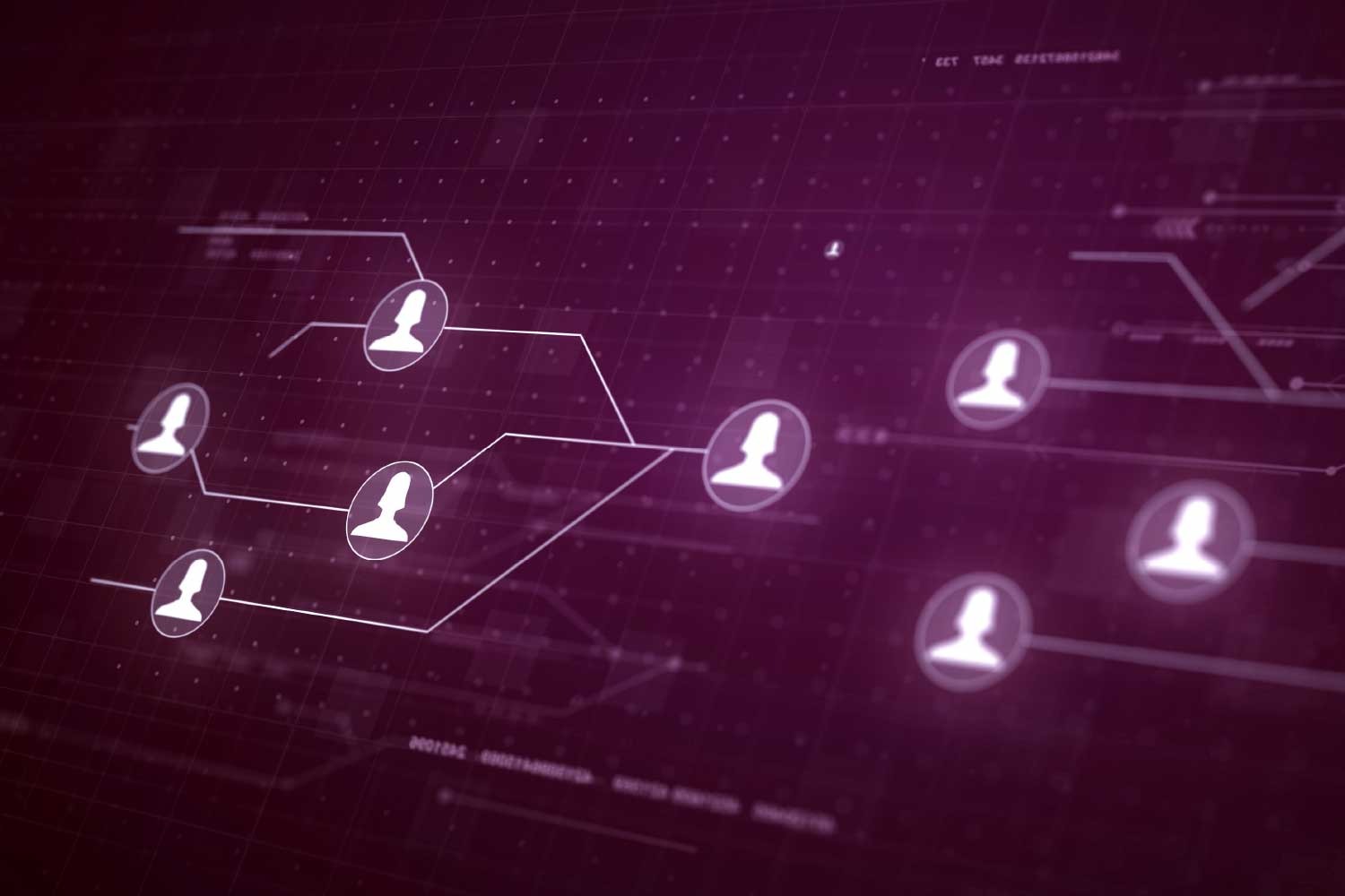 Rede de usuários conectados em sistema digital, representando gestão de acessos e infraestrutura de TI - FindUP - Integração de dados