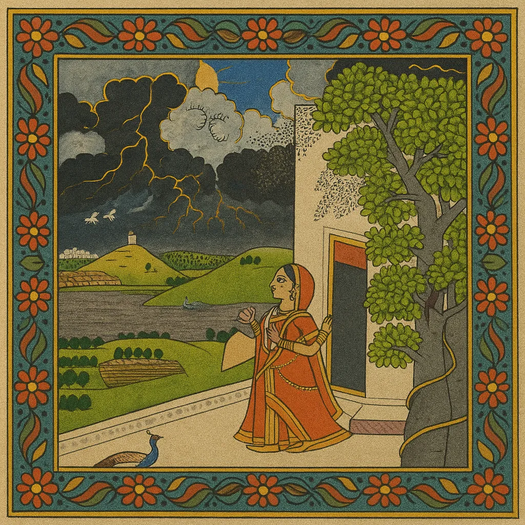 cloudy sky, woman looking forlorn