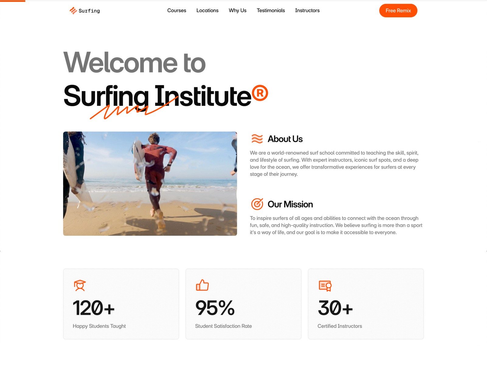 Surfing — 极简现代教育培训网站设计灵感