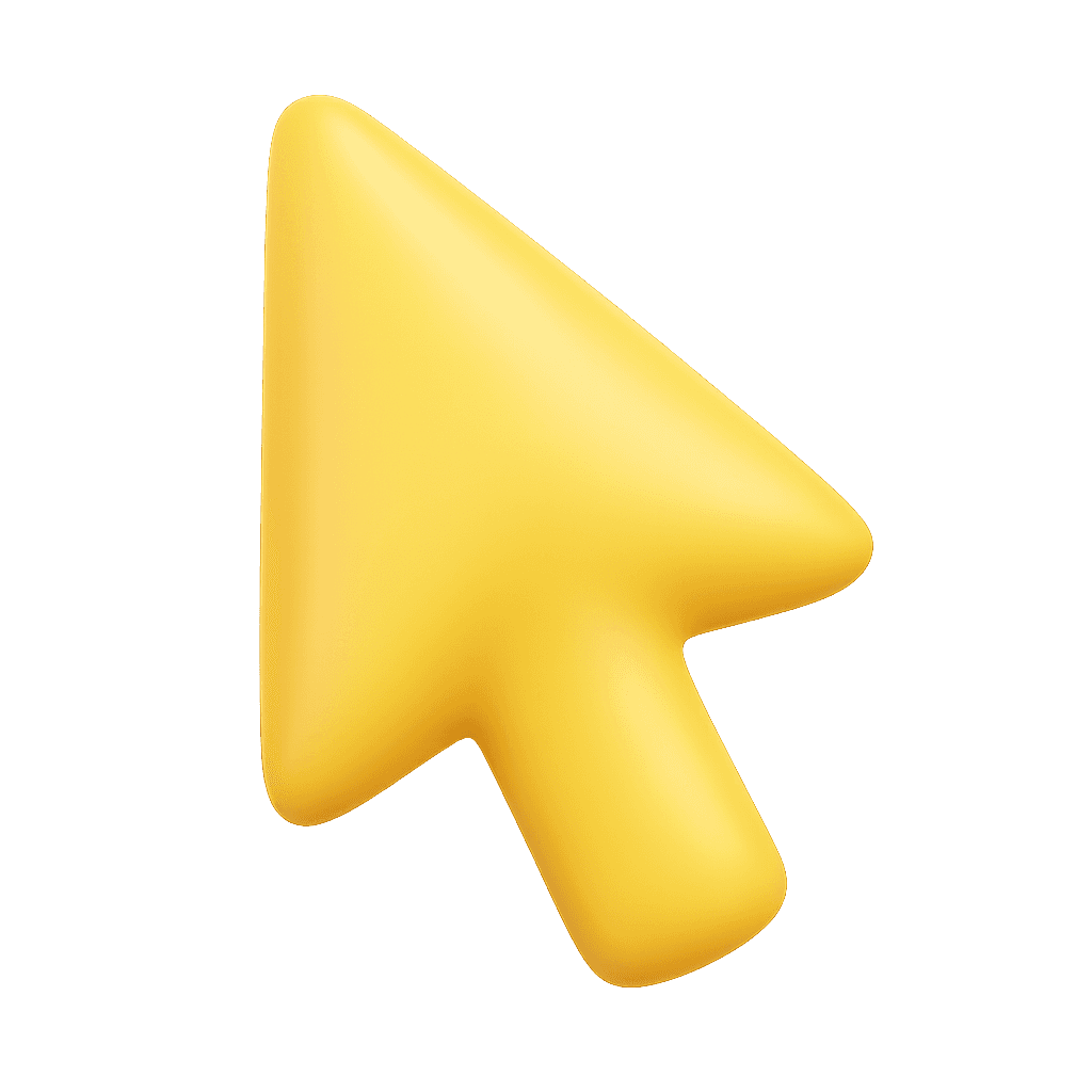 A yellow arrow cursor icon, often used to indicate clickability or selection in digital interfaces.
