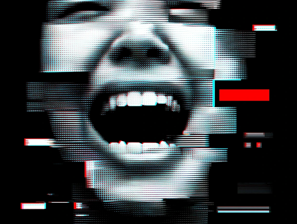 Digital interface overlay on a close-up of a mouth