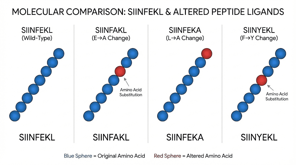 SIINFEKL peptide structure compared to altered peptide ligand variants