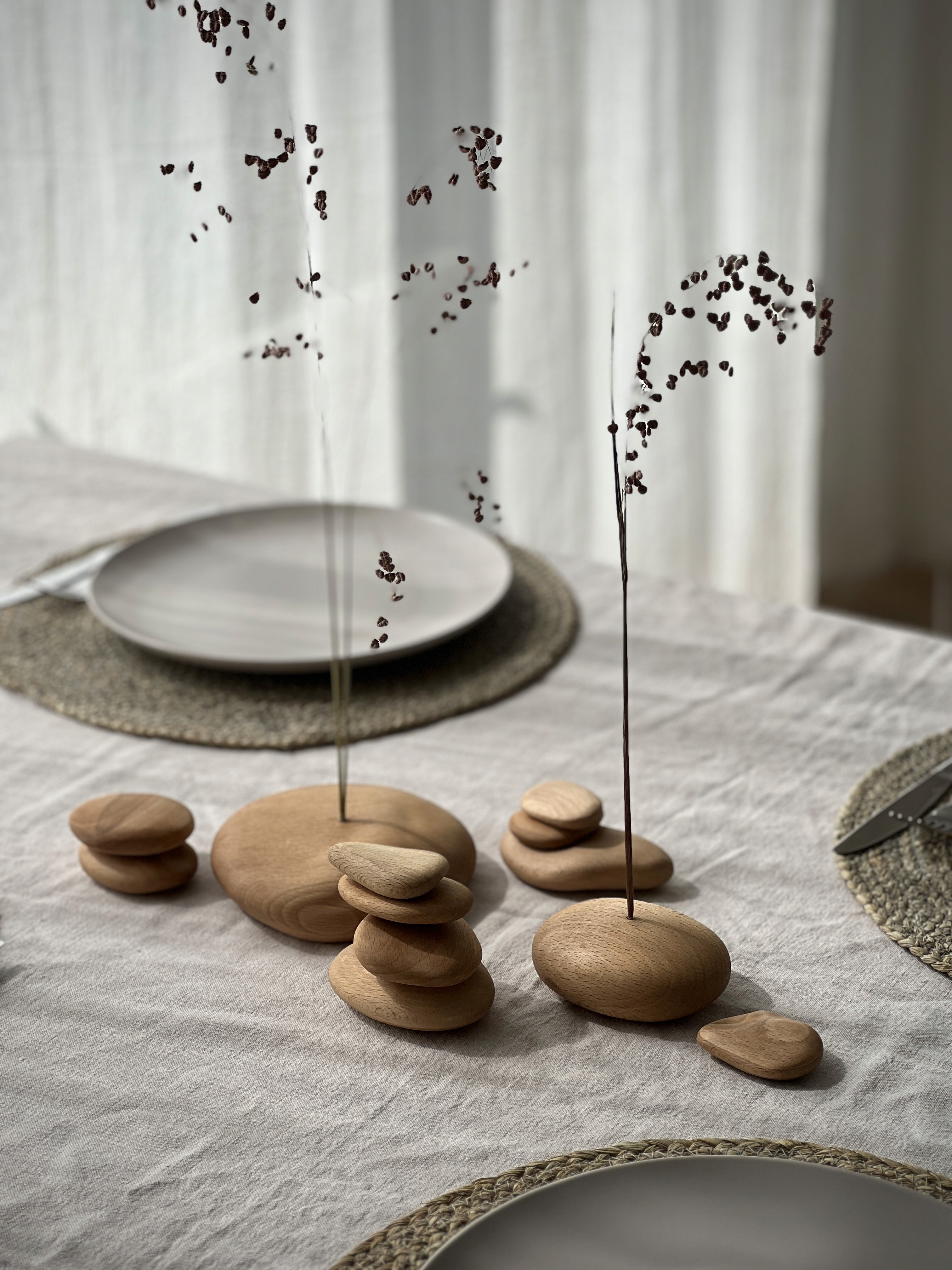 wooden stacking pebbles