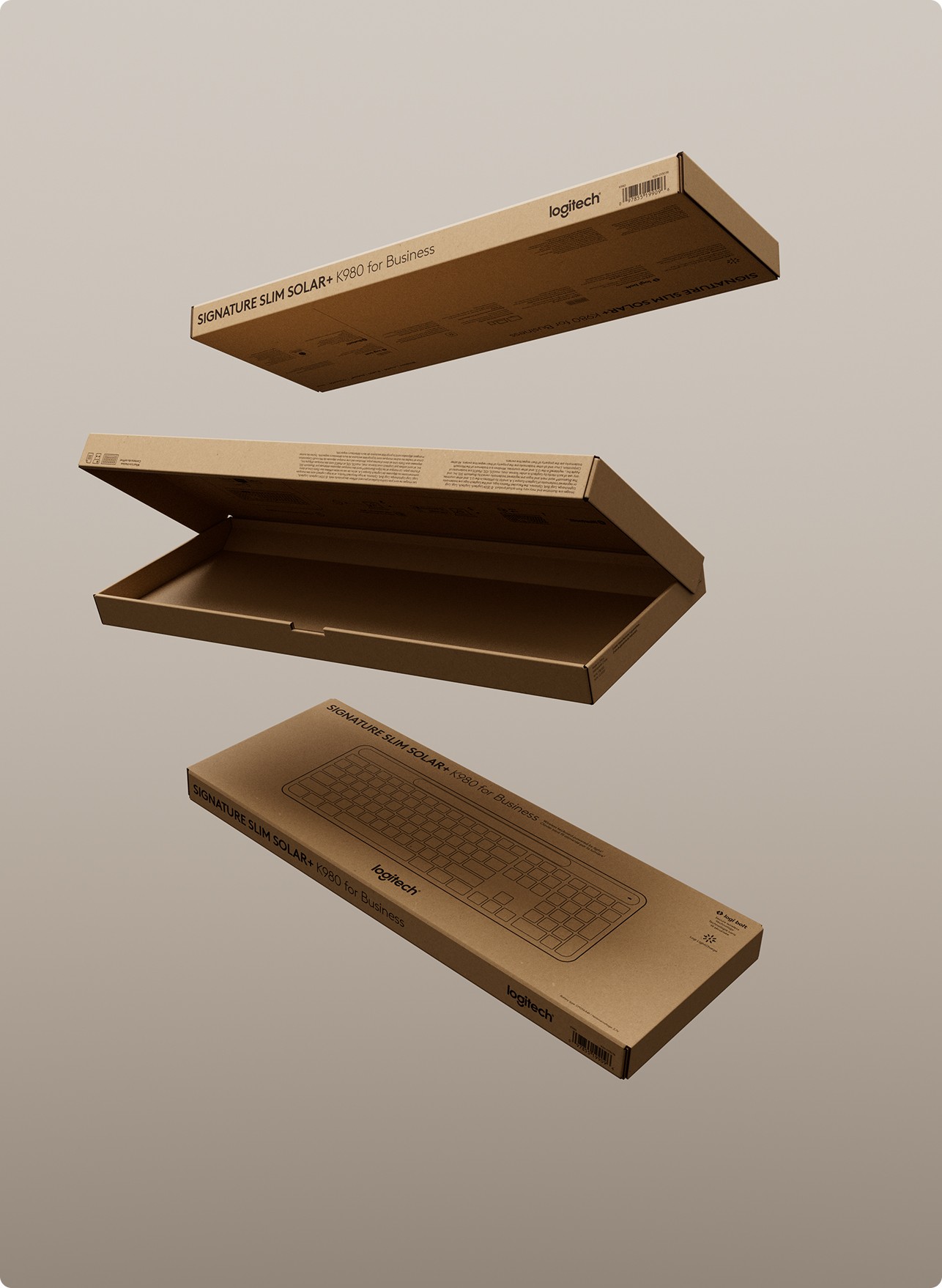 3D render showing the final packaging model for Solar K980