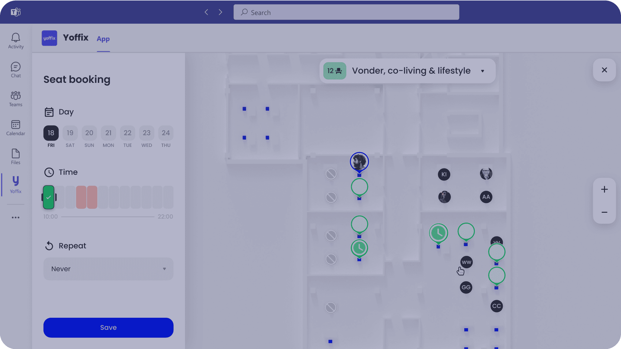 Yoffix Desk Sharing in Microsoft Teams