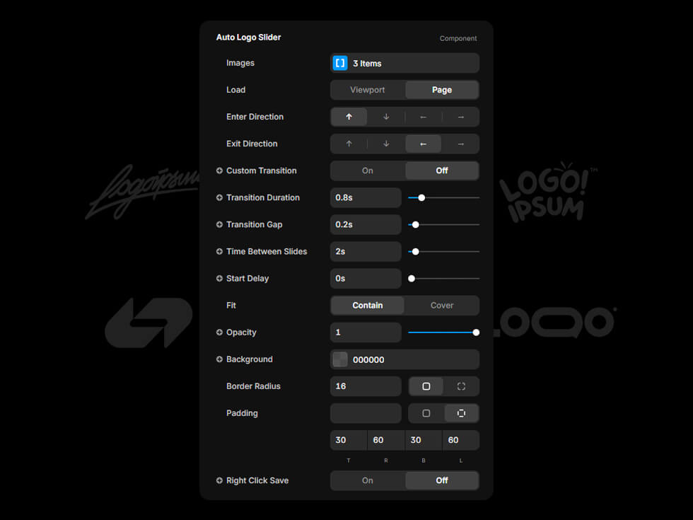 Capture d'écran du component Framer Auto Logo Slider