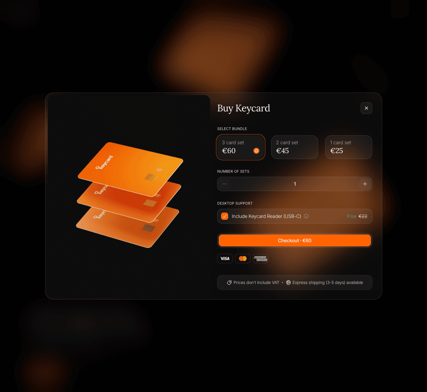 Keycard other page screenshot showcasing NFT / Crypto / Web3 design