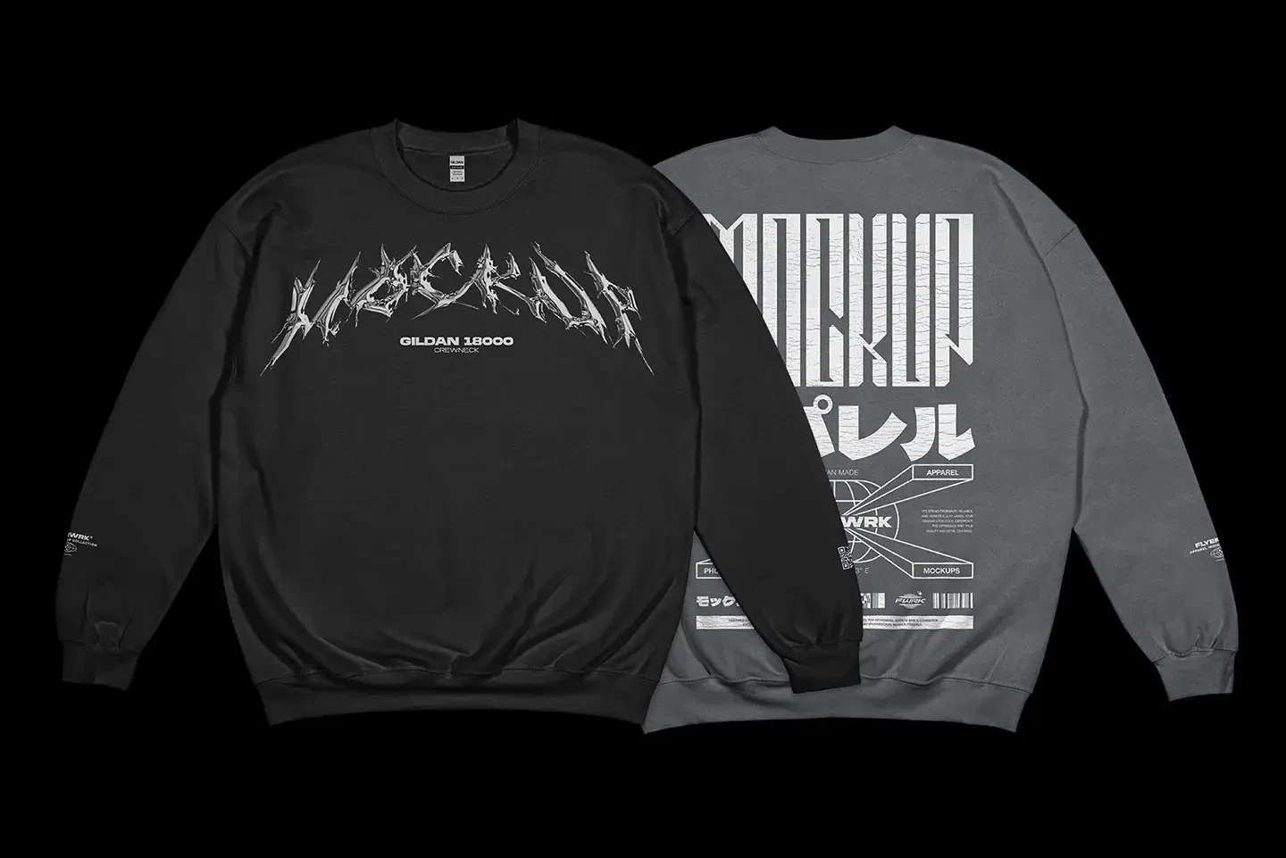 Gildan 18000 Crewneck Flat mockup showing front and back design preview