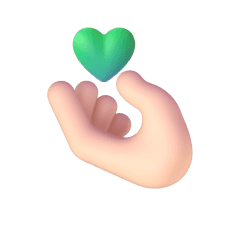 A hand holding a small, green heart shape, symbolizing care and affection.