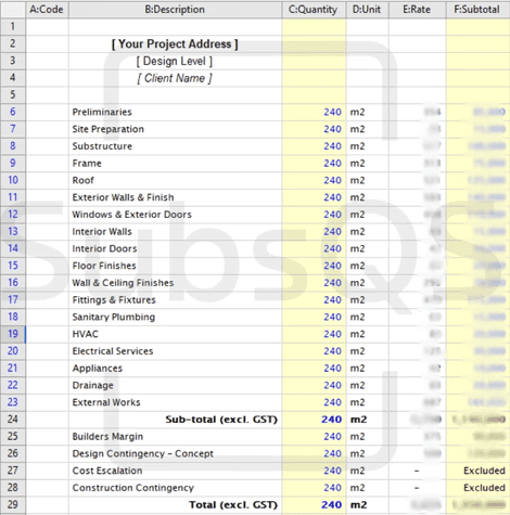 Concept Estimate CostX Screenshot by SubsQS Ltd