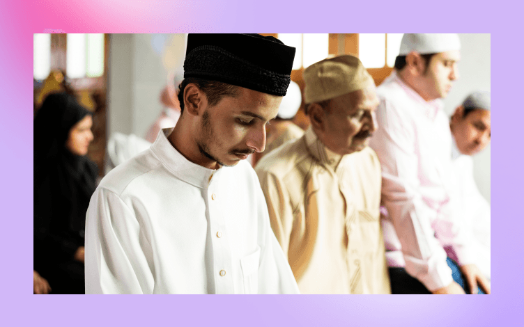 Group of Muslims during a congregational prayer, reflecting the unity and diversity of a weekly communal gathering.