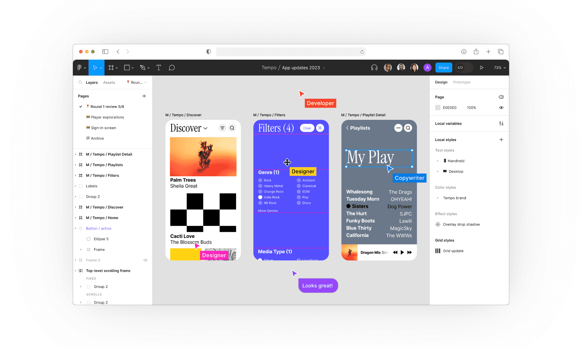 How the Figma interface looks like for real-time collaboration