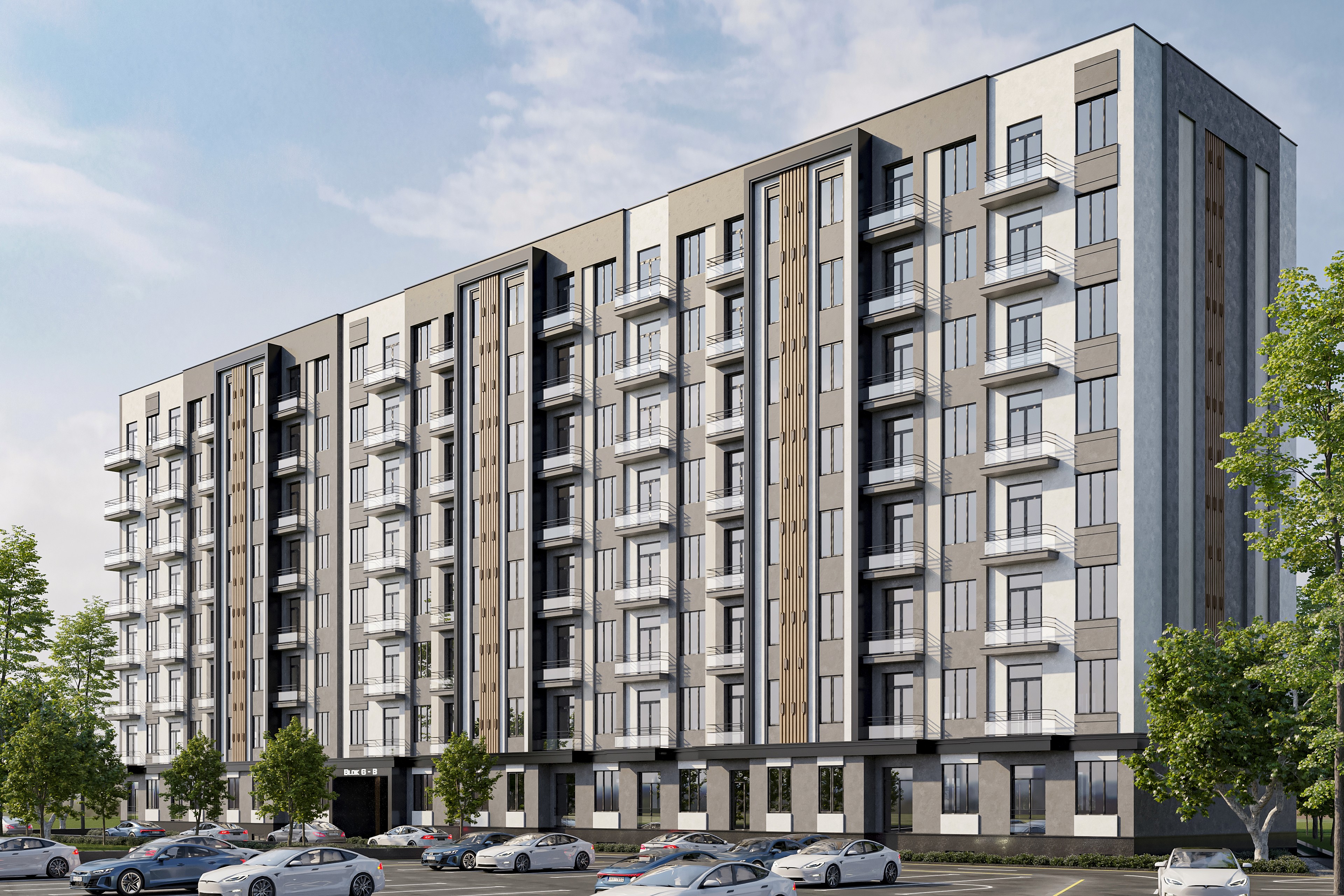 Архитектурный рендер жилого комплекса Bunyodkor на улице Муйнак