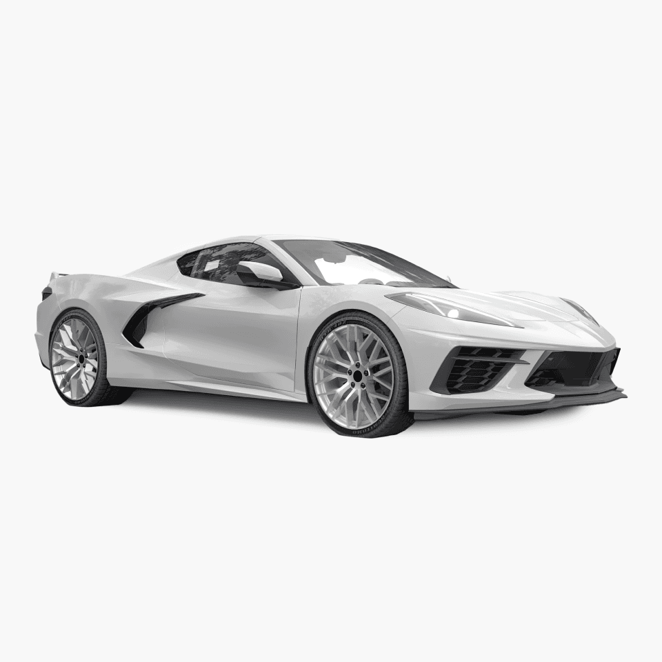 side view of white car