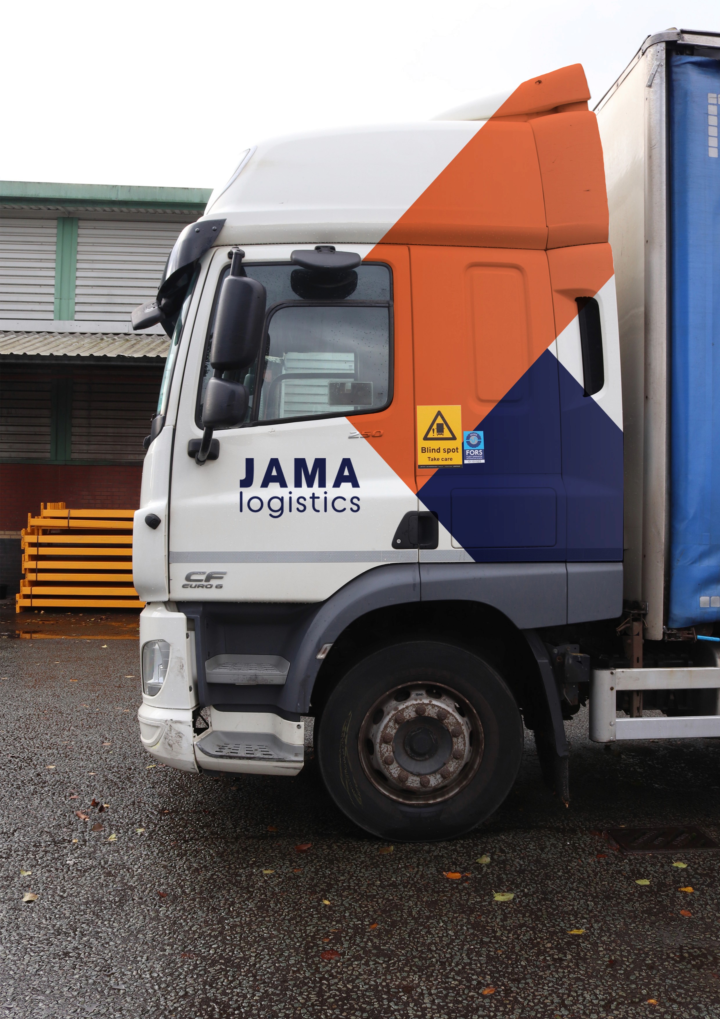 image of a hgv cab with jama logistics livery on it 