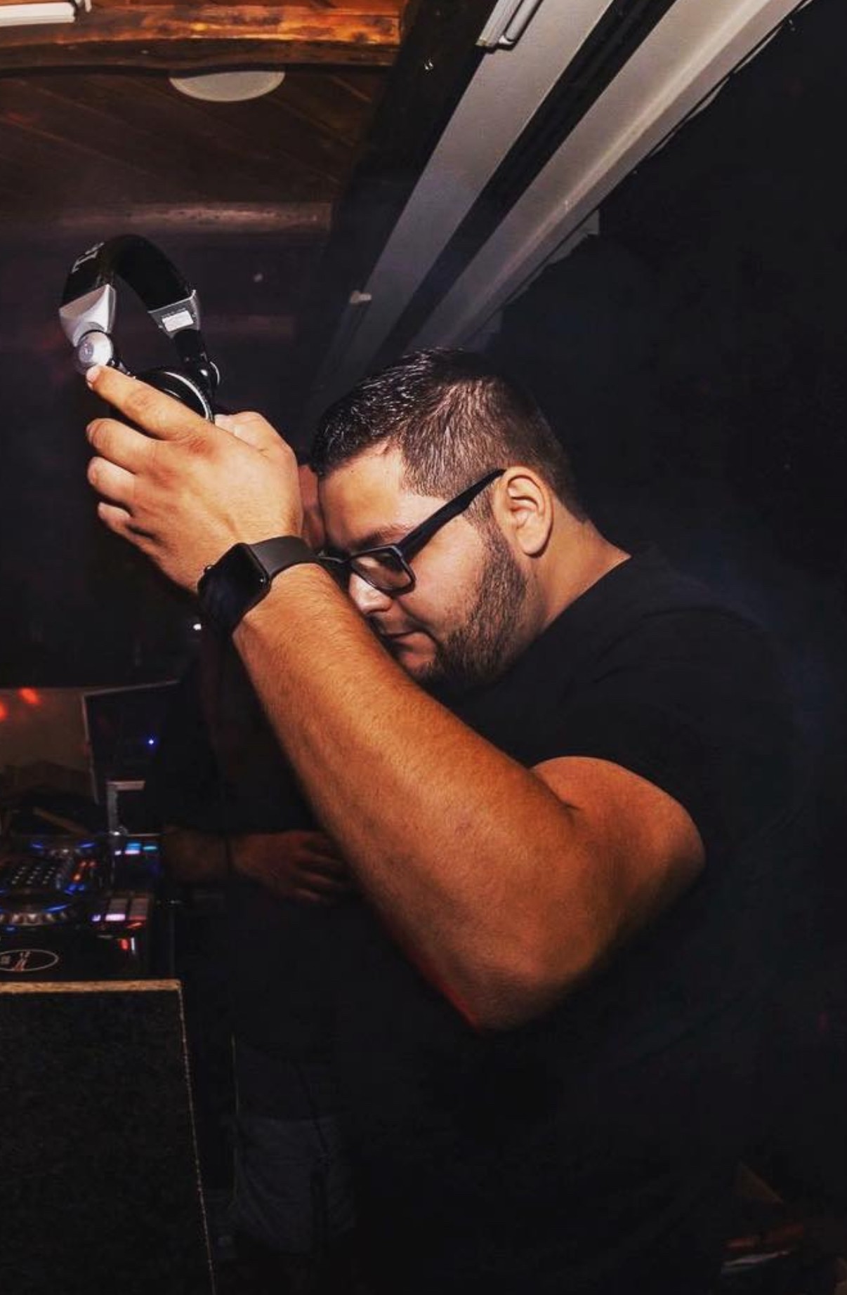 Red and black 3D cube mockup on a table