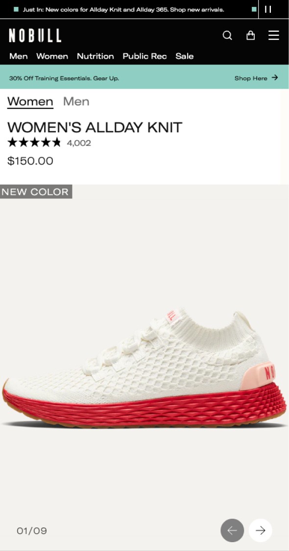 Mobile product detail page optimized for fast purchase flow