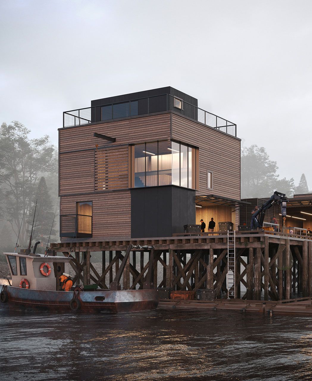 Tofino Fish Pier heritage GFRC facade revitalisation, British Columbia Canada — Rieder
