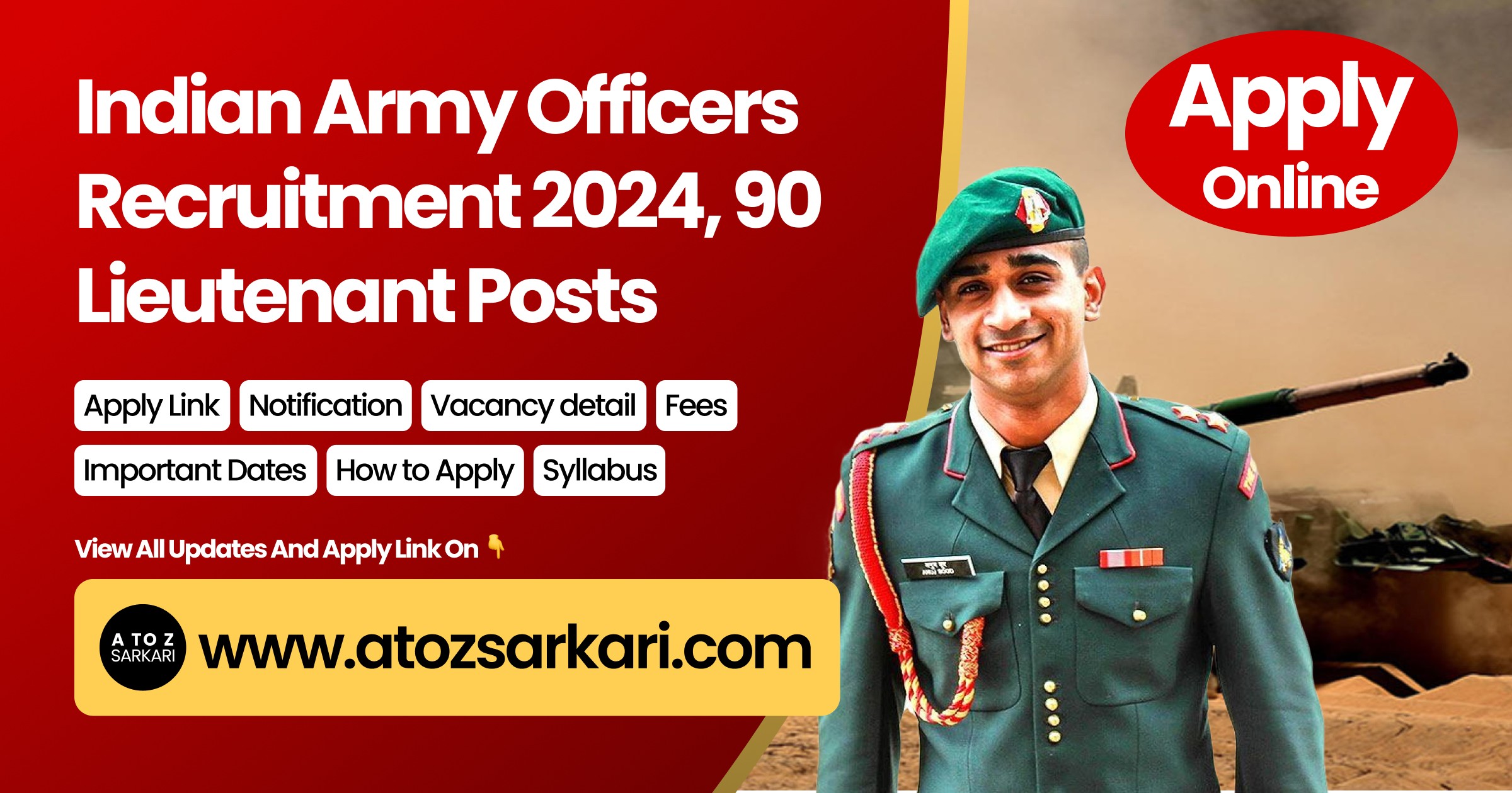 Indian Army Officers Recruitment 2024, 90 Lieutenant Posts